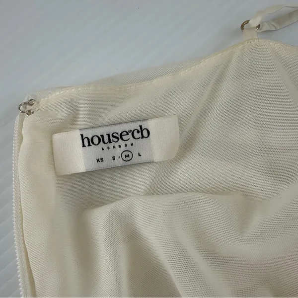 House of CB Sirene Gathered Organza Mesh Dress Ivory, M - Image 7