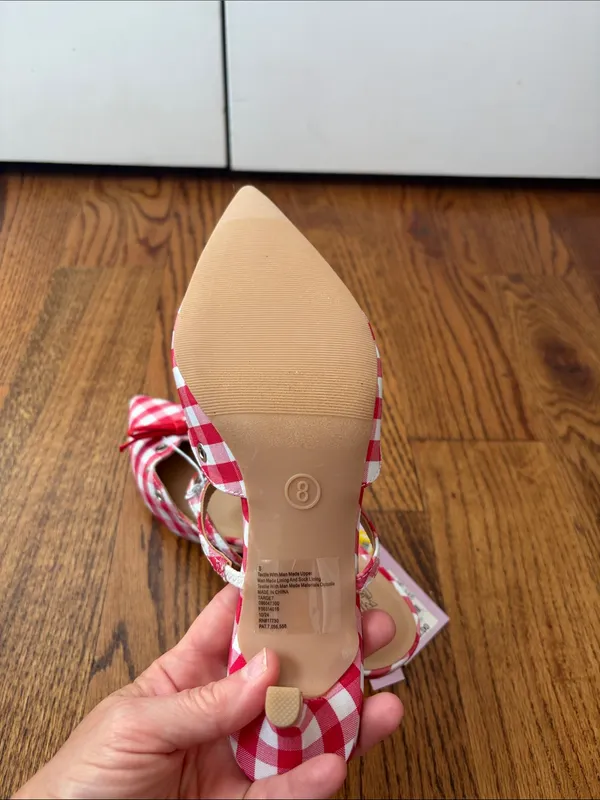 wild fable Red & White Gingham Pointed-Toe Slingback Mules Size 8 New with Tags - Image 5