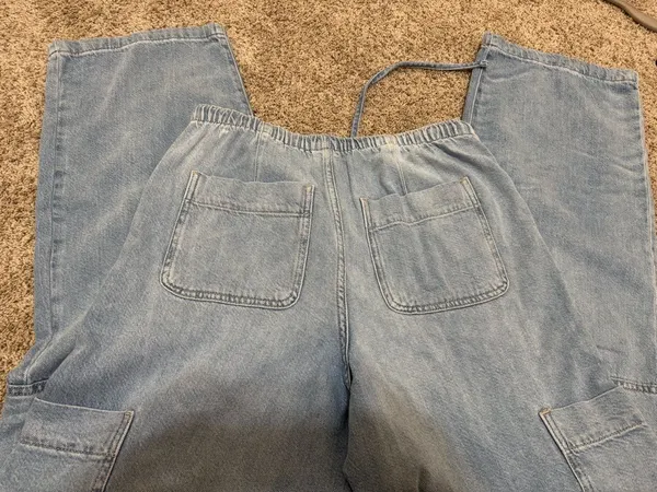 Arizona Jean Co Cargo Wide Leg Jeans Size 2 Light Wash Y2K - Image 8