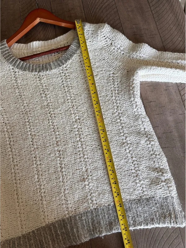 Anthropologie Moth Wool Blend Cream & Silver Knit Sweater Women’s Medium - Image 10