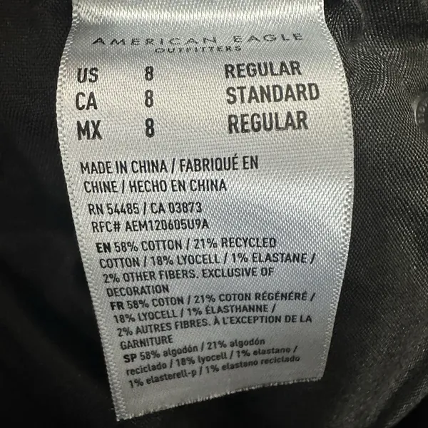 American Eagle Womens Size 8 Low Rise Baggy Wide Leg Jeans Black‎ Wash Stretch - Image 7