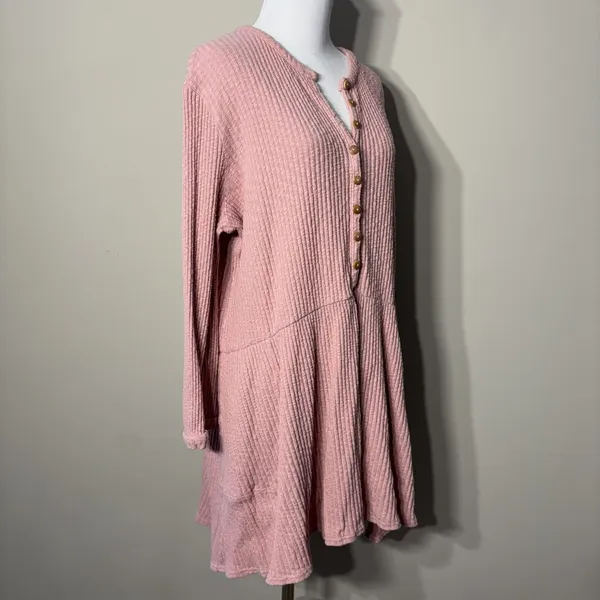 Free People Beach‎ Babydoll Tunic Top Small Pink Ribbed Oversized Flowy Boho S - Image 12