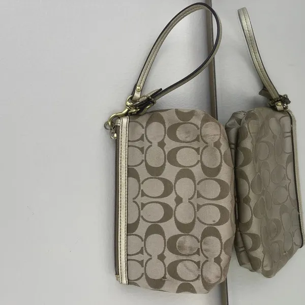 COACH Y2K Brown Logo Monogram Vibrant Graphic Studded Mini Wristlet Coin Wallet - Image 8