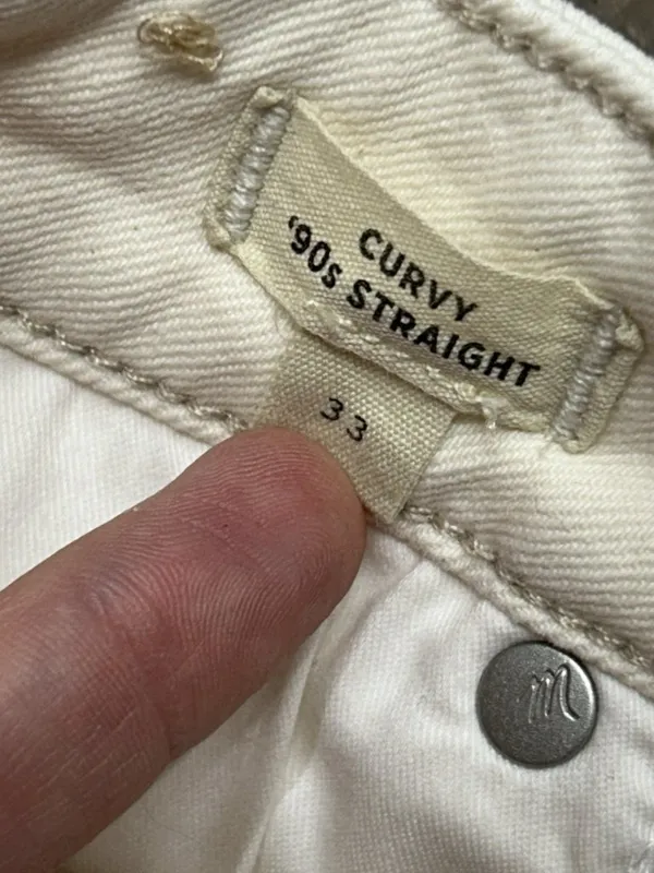 Madewell Curvy 90s Straight Jeans Size 33 Off White Ivory Sz 33 (actual 35x30) - Image 7