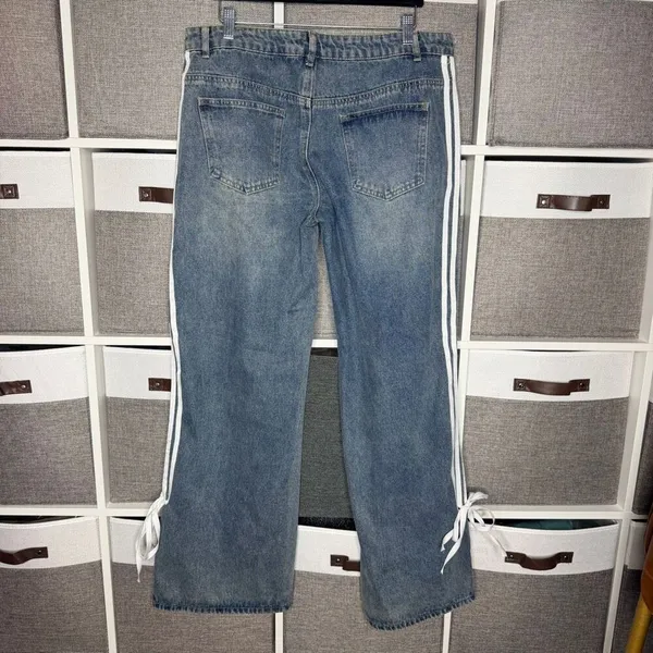 Edikted Ribbon Washed Low Rise Baggy Jeans Size XL - Image 5