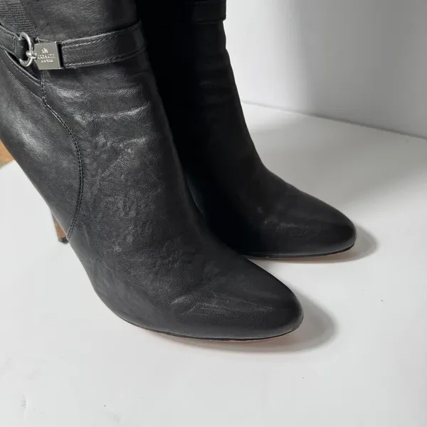 Coach Ultima Knee‎ High Leather Black Heeled Boots Womens Size 9 - Image 7