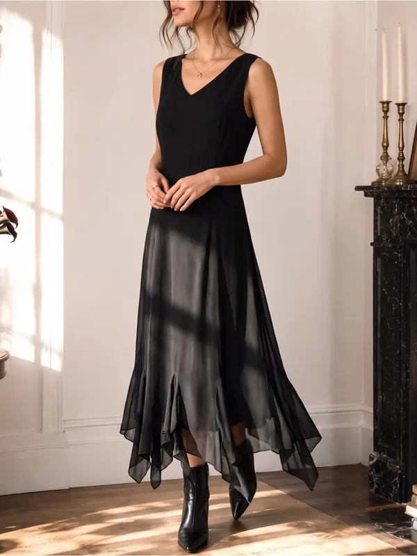 VINTAGE PHOOL Ruffled Maxi Dress Black Size XL - Image 2