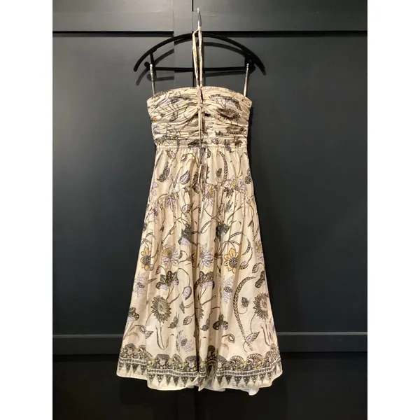 ULLA JOHNSON Ella lemon balm floral cut out halter midi dress size 2 - Image 3