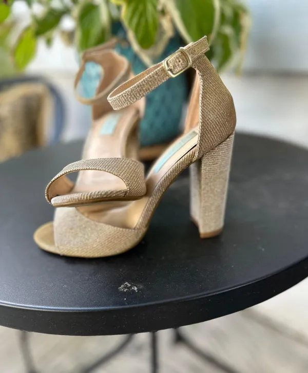 Betsey Johnson Gold Sparkly Heels - Image 3