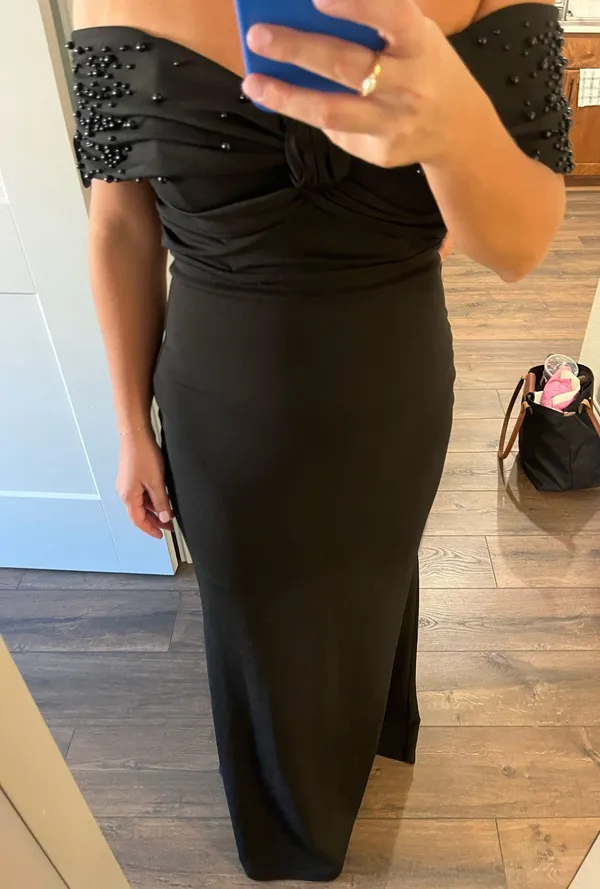 black long dress off the shoulder - Image 2