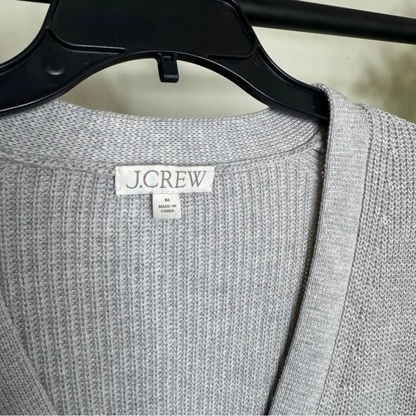J. Crew V-neck Cotton Cashmere Blend Cardigan Sweater Heather Dove Medium BS950 - Image 13