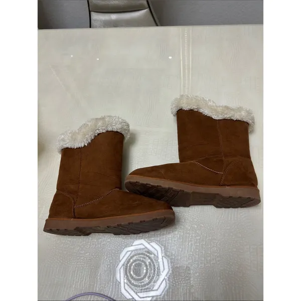 Calistoga Women’s Brown Faux Fur Winter Boots Cozy Warm Casual - Image 5
