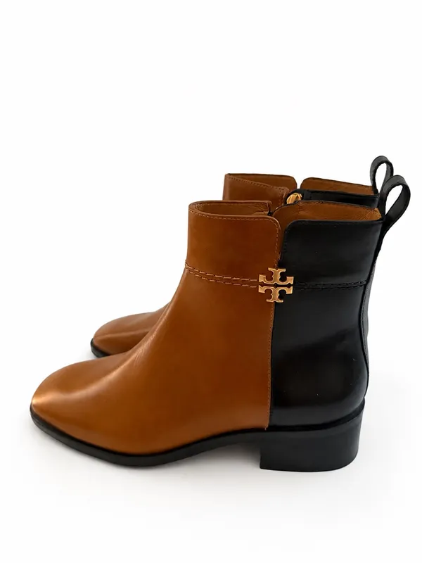TORY BURCH EVERLY FLAT BOOTS brown black calf leather chelsea size 5 $598 NEW - Image 2