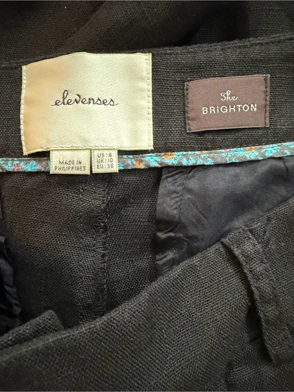Elevenses Anthropologie Brighton Black Pintuck Tailored Flare Pants - Image 3