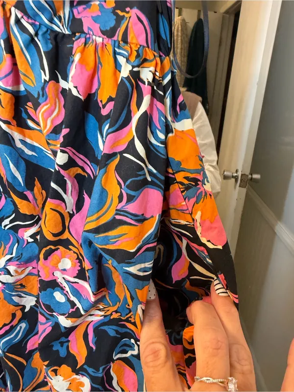 French Connection Black Maxi Dress with Pink & Orange Floral Print - Image 3