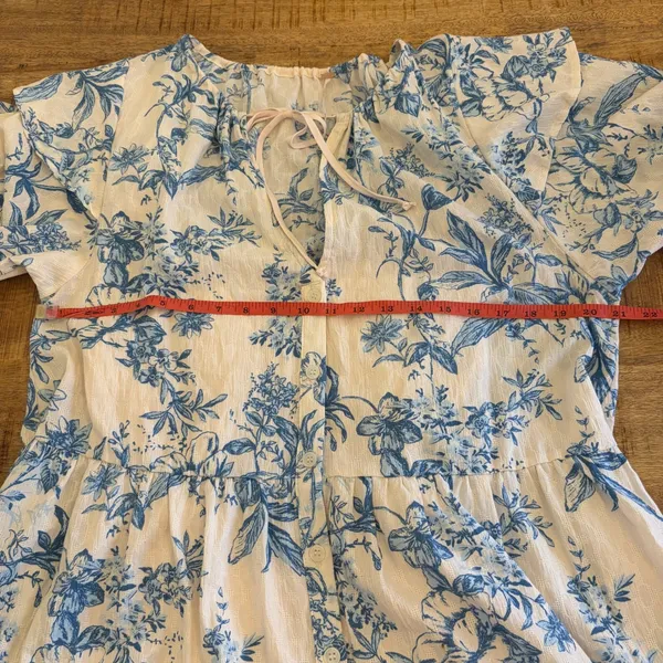 Free People‎ Sunbaked Swing Mini Dress M Cottagecore Tiered Whimsy Floral Toile - Image 12