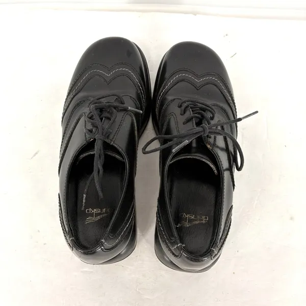 Dansko Wingtip Oxford Shoes Women's 38 US 7.5 Black Leather Comfort Lace Up - Image 4