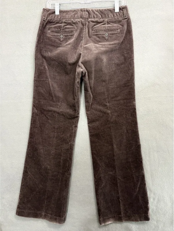 Stretchtech Women's Brown Corduroy Flared Pants Mid Rise Stretch Pockets - Image 3