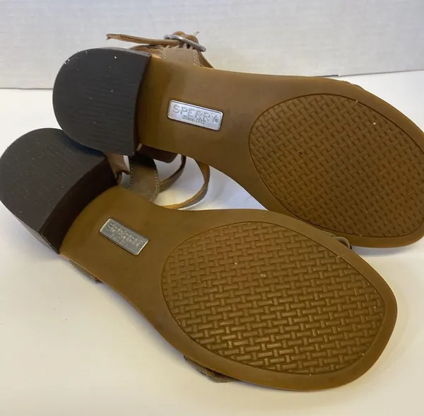Sperry gold cup tan leather sandals size 7M - Image 5
