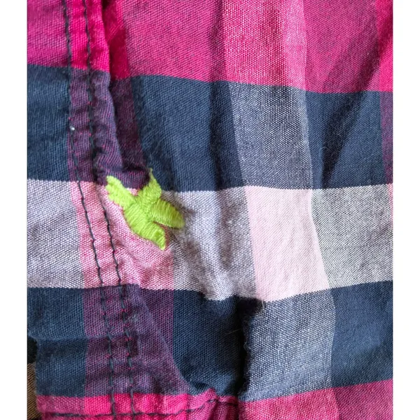 Vintage Y2K Aerie Boxer Pajama Shorts Medium Plaid Pattern Pink Blue White - Image 3