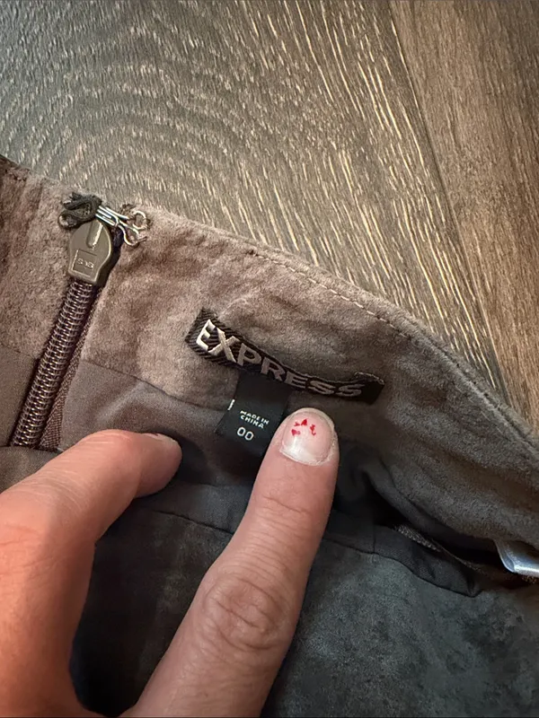 Express Suede Leather Panel Mini Skirt in Brown XS - Image 3