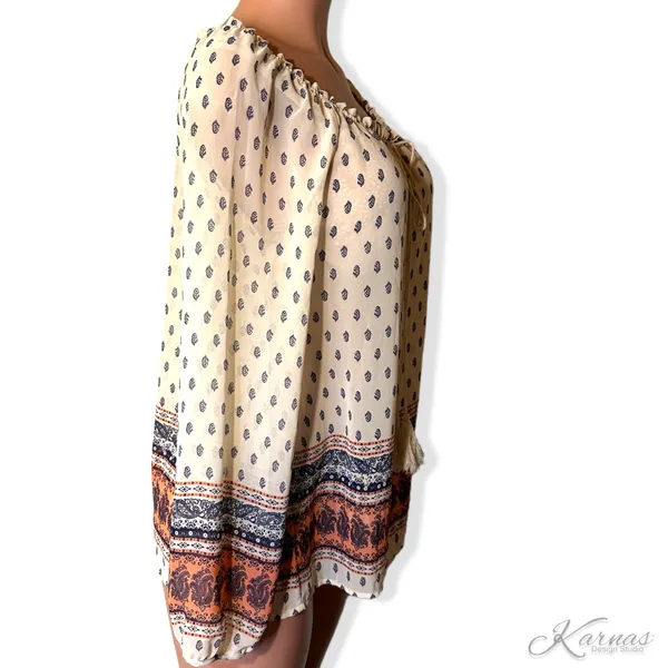 Blu Pepper Sheer Boho Tassel Top LG - Image 3