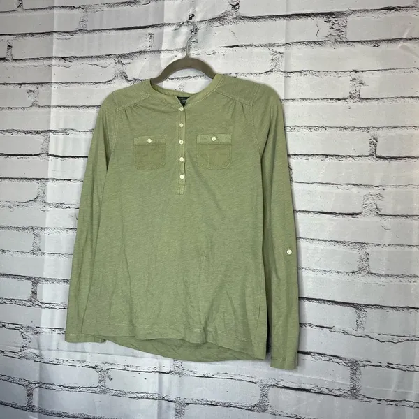Lauren Ralph Lauren Green Button Blouse Longsleeve S Y2K Preppy Minimal Slim Fit - Image 8