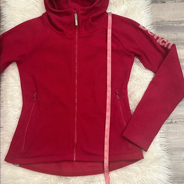 BENCH zip front textured fleece funnel neck hooded jacket L - Image 10