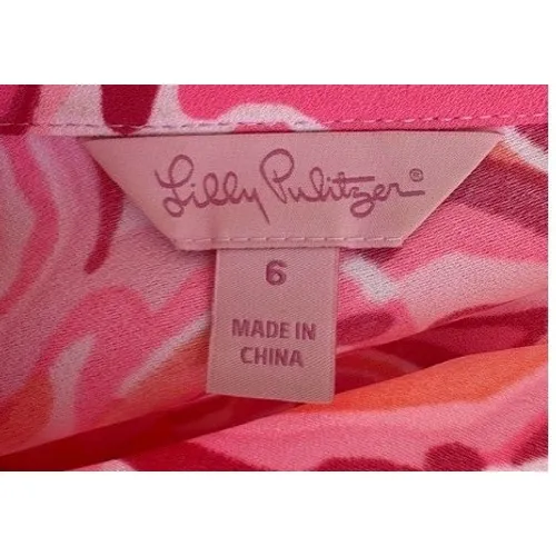 Lilly Pulitzer Pink Orange Floral Paisley V-Neck Sleeveless Shift Dress Size 6 - Image 3