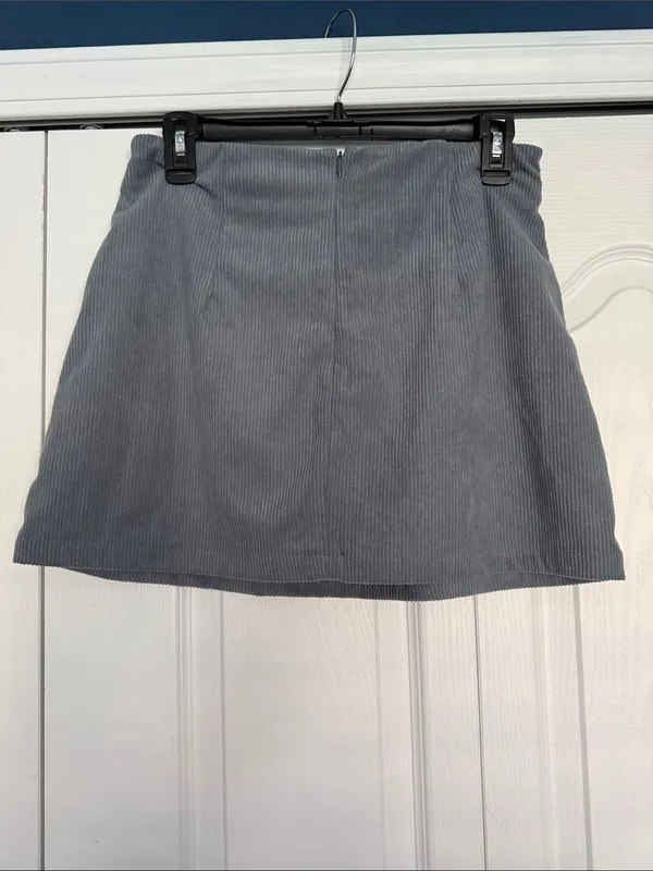 HALARA High Waisted 2in1 A Line Corduroy Casual Skort in Blue Flower Gray - Image 5