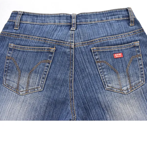 XFN Jeans Womens Blue Embroidered Peacock Lace Sequin Bootcut Denim Pants 27x31 - Image 4