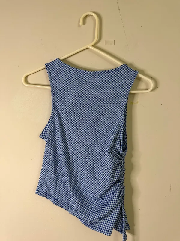 Wild Fable Blue Checkered Tie-Side Tank Top - Image 4