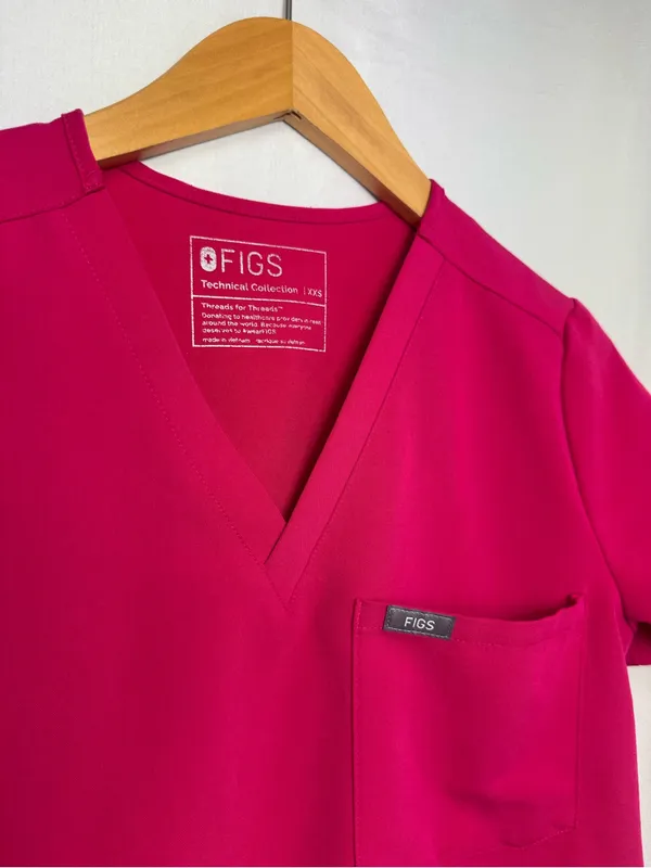 FIGS Scrub Set Top & Jogger Pants Magenta Medical Uniform XXS - Image 3