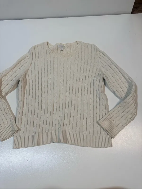 Charter Club Cream Cable-Knit Crewneck Sweater - Image 3