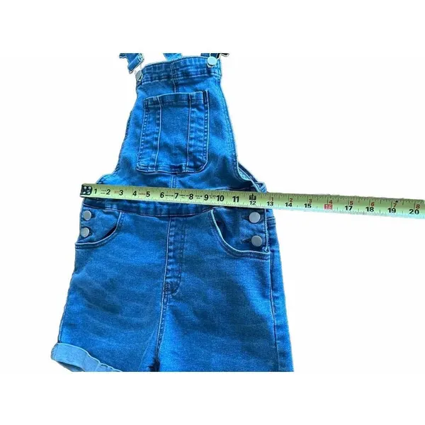 Shein Women's Roll Up Hem Denim Overall Romper Light Wash Blue Size 4 - Image 6