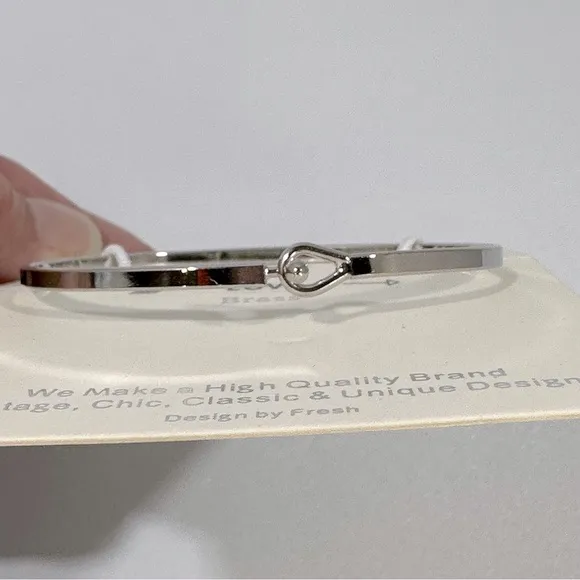 Fresh & Co Silver “ Love “ Bangle Bracelet Minimalist Sweet Simple Dainty - Image 5