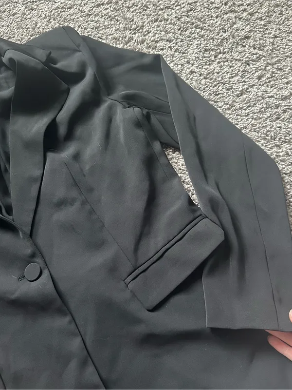 Priceless Women's Black Single-Button Notch Lapel Blazer - Image 3