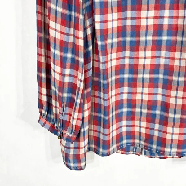 Madewell Broadway & Broome Size Large Top Pemberley Blouse‎ Silk Plaid 1236 - Image 8