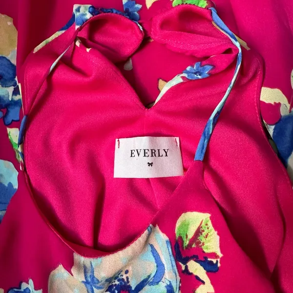 Anthropology Everly Pink Floral‎ Mini Dress Women’s Sz Small Halter Neck - Image 3