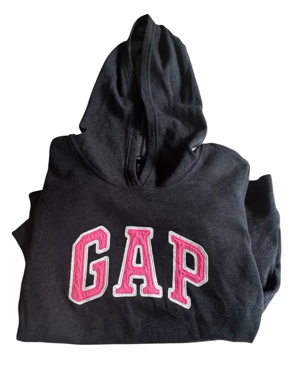 GAP Women’s Dark Blue Hoodie Sweat Shirt with Pink GAP Logo Sz L - Image 3