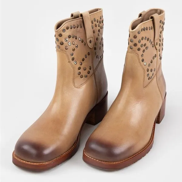 Free People Harmony Studded Ankle Boots in Biscuit 8.5 - Image 3