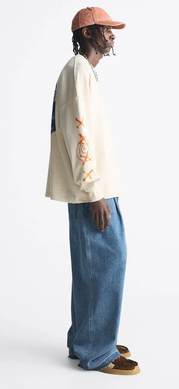 Beige Multi Yin Yang Oversized Sweatshirt 0722/415/710 $69.90 EUC 1X - Image 9