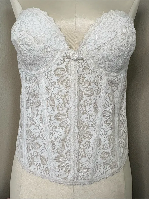 Fredrick’s of Hollywood coquette White Lace Strapless Bustier Corset Top vintage - Image 2