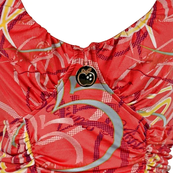 Apple Bottoms Orange Ruched Form Fitting Body Con Mini Dress Y2K Colorful Club - Image 4