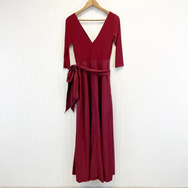 Alfred Sung Jersey‎ Mikado Gown Dress Womens 4 Burgundy Formal Holiday Gala - Image 5