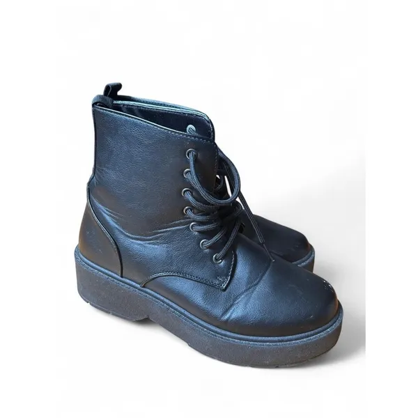 Charles Albert Lousia-S Black Platform Combat Boots Lug Sole Minimalist Grunge 7 - Image 2