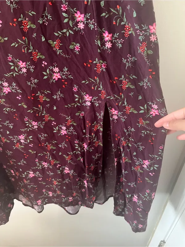 Old Navy Purple Puff Sleeve Floral Maxi Dress XL Cottagecore Romantic Feminine - Image 3