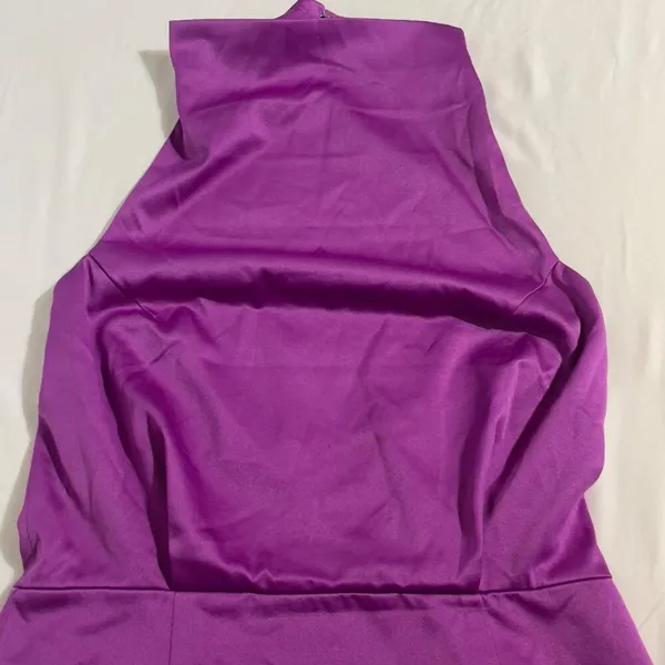 Elliatt Satin Halter Cocktail Dress Violet Asymmetrical Large NWT - Image 11