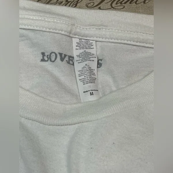 Loveless White Graphic Tee Shirt Black Size M - Image 3