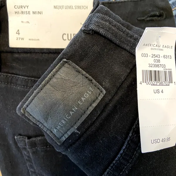 American Eagle Curvy Hi-Rise Mini Skirt Next Level Stretch Distressed Black 4 - Image 3